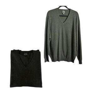 Jos A Bank Travelers Collection 100% Cashmere V-Neck Sweater Forest Green Sz XL